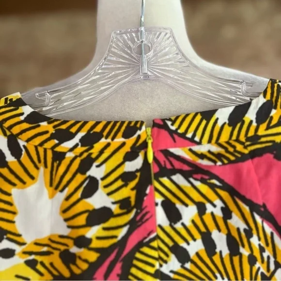 J. Crew Ratti Electric Kiwi Dress Yellow Pink Shift Mini 0 - Picture 14 of 17